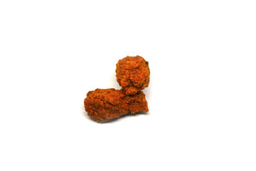 Fried chicken isolated, spicy white background 