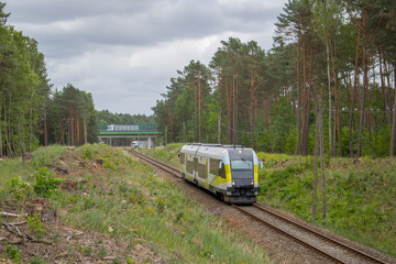 Szynobus pędzi chwilę po wyjeździe z miasteczka © Erap2