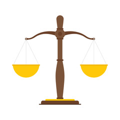 Scales icon. Law balance symbol. Libra isolated on white background. Vector illustration.