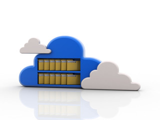 3d rendering cloud  folder storage