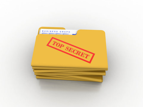 3d rendering top secret documents in folder 