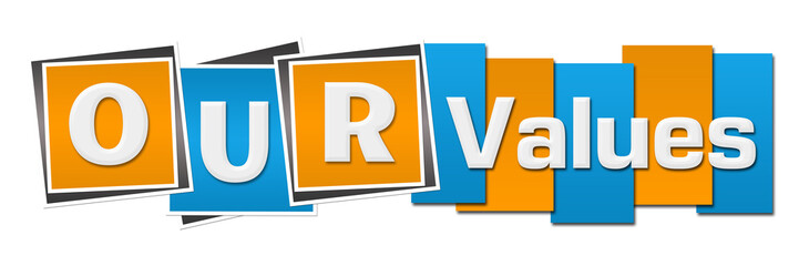 Our Values Blue Orange Stripes Squares 