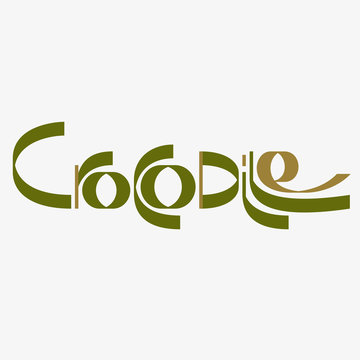 Animal typography, animal calligraphy, animal logo, animal logotype. Crocodile typography, crocodile calligraphy, crocodile logo, crocodile logotype.