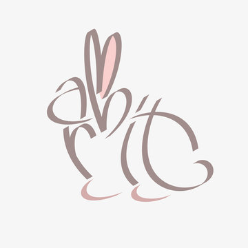 Animal typography, animal calligraphy, animal logo, animal logotype. Rabbit typography, rabbit calligraphy, rabbit logo, rabbit logotype.
