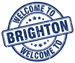 welcome to Brighton blue round vintage stamp