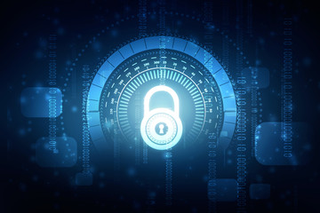 2d illustration Safety concept: Closed Padlock on digital background