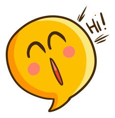 Cute and funny yellow balloon comic laughing and say 