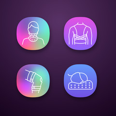 Trauma treatment app icons set