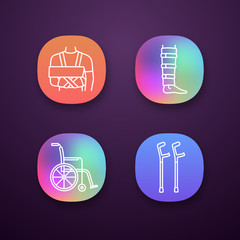 Trauma treatment app icons set