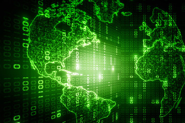 2d illustration abstract digital binary data on computer screen
