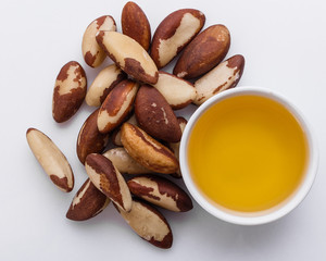 brazil nut on a white acrylic background