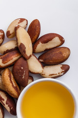 brazil nut on a white acrylic background