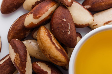 brazil nut on a white acrylic background