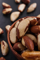 brazil nut on a dark stone background