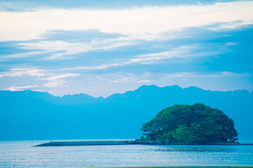 Fototapeta na wymiar Seascape of Amaharashi beach in Toyama, Japan. Japan is a country located in the East Asia.