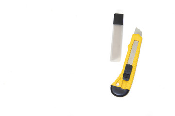 Construction knives on a white background Tools on a white background. Items for repair and...