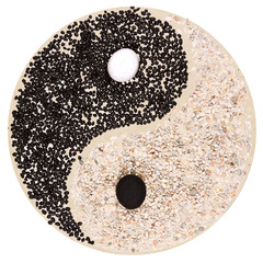 Motif yin yang en cailloux 
