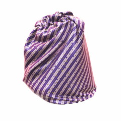 Santa Claus's striped bag or sack, full of gifts, on white background. 3d illustration