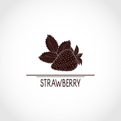 Strawberry. Berry, leaves. Silhouette. Logo, sign, symbol.