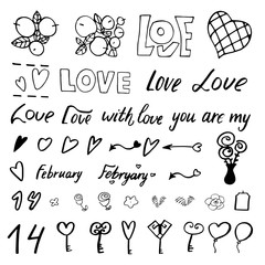  Hand-drawn hearts and lettering 