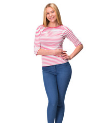 Portrait close up of young beautiful brunette woman