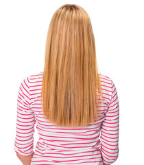 Female Long blonde hair, rear view
