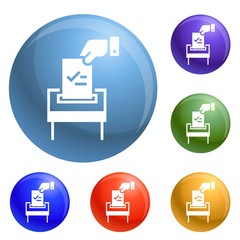 Election paper icons set vector 6 color isolated on white background