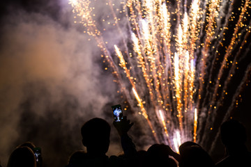 fireworks on bridge