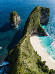 A top view from the dinosaur beach or also called Kelingking beach in Nusa Penida, Indonesia