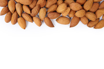 Raw peeled almonds. Cut out. 