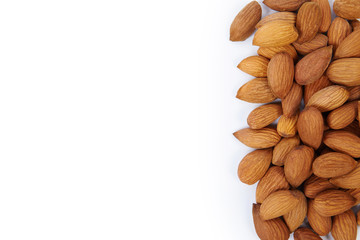 Raw peeled almonds. Cut out. 