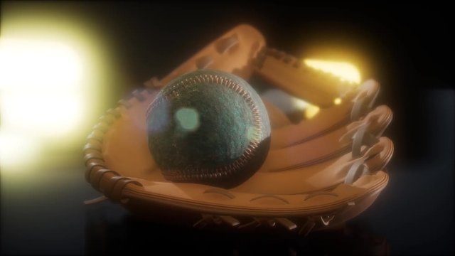 Baseball and Mitt at Dark Background