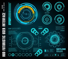 Fototapeta premium HUD futuristic blue user interface, dashboard display virtual reality technology screen