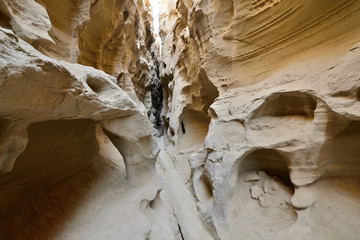 Wonderful rock formations created by the nature on the Chahkooh Canyon on the Qeshm island, Iran