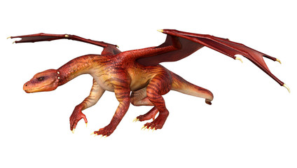 3D Rendering Fairy Tale Dragon on White