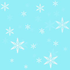 Fototapeta na wymiar White snowflakes on a blue background. Vector illustration