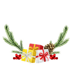 Watercolor Christmas framework wreath with fir branches and place for text. Perfect for Christmas invitations, greeting cards, blogs, posters and holiday clip art isolated on white background.