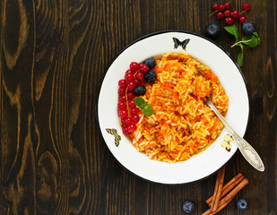 pudding with pumpkin and rice