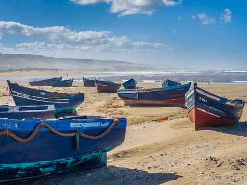 Fishing boats on Bhaibah beach? Morocco