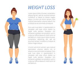 Fototapeta na wymiar Weight Loss People Change Vector Illustration