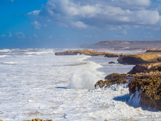 Stormy surf on Bhaibah beach, Morocco