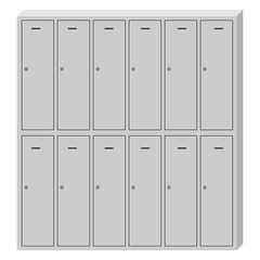 Vector illustration metal school sport lockers. Gym locker. Locker door. Deposit lockers