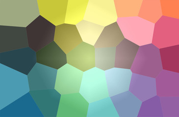 Abstract illustration of blue, green, red and purple pastel giant hexagon background.