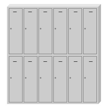 Vector illustration metal school sport lockers. Gym locker. Locker door. Deposit lockers