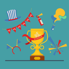 Football concept attributes of fans A set of tools for football fans Accessories for football and soccer fans vector illustration.