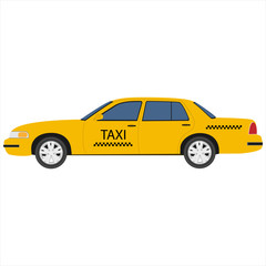 Yellow taxi cab vector icon sign isolated, public transport