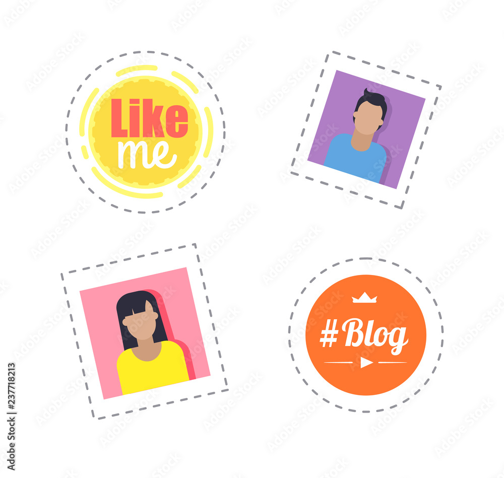 Poster blogger day thought bubbles and profile vector