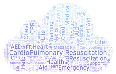 Obraz premium CardioPulmonary Resuscitation word cloud, made with text only.