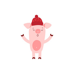 Vector illustration of pig. Zodiac symbol of Chinese New Year 2019. Useful for calendar, diary, banner, greeting card. Vector isolated illustration for chinese new year.