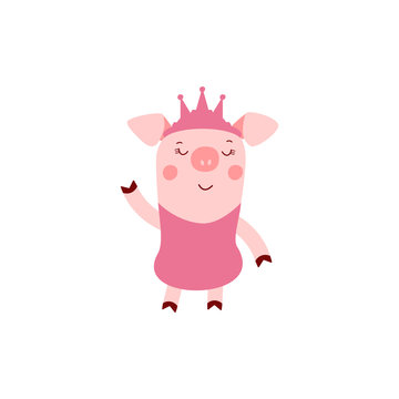 Vector illustration of pig. Zodiac symbol of Chinese New Year 2019. Useful for calendar, diary, banner, greeting card. Vector isolated illustration for chinese new year.